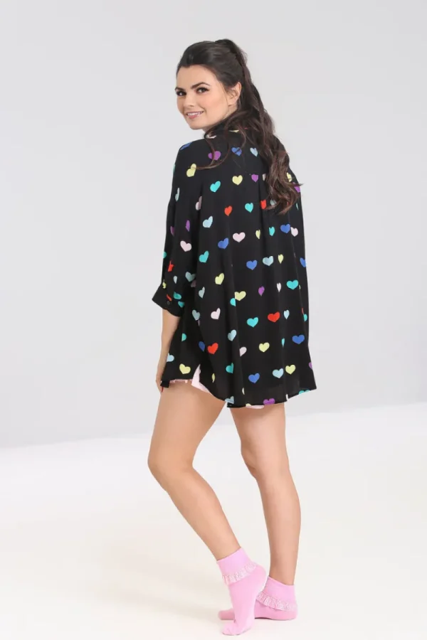 Hell Bunny Tops | Blouses>Mimi Oversized Shirt Black