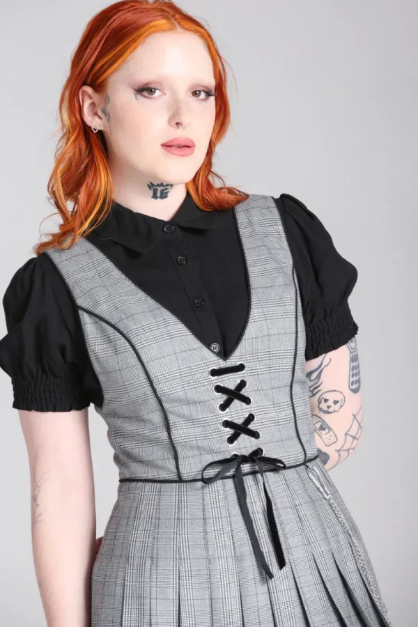 Hell Bunny Dresses | Dresses>Mina Pinafore Dress Grey