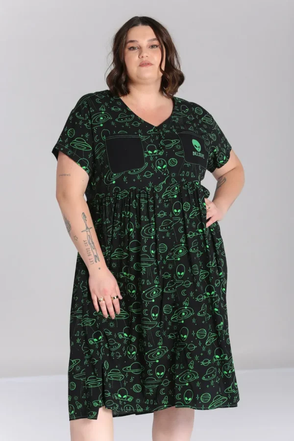 Hell Bunny Dresses>Mulder Dress Green