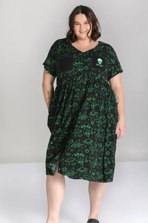 Hell Bunny Dresses>Mulder Dress Green