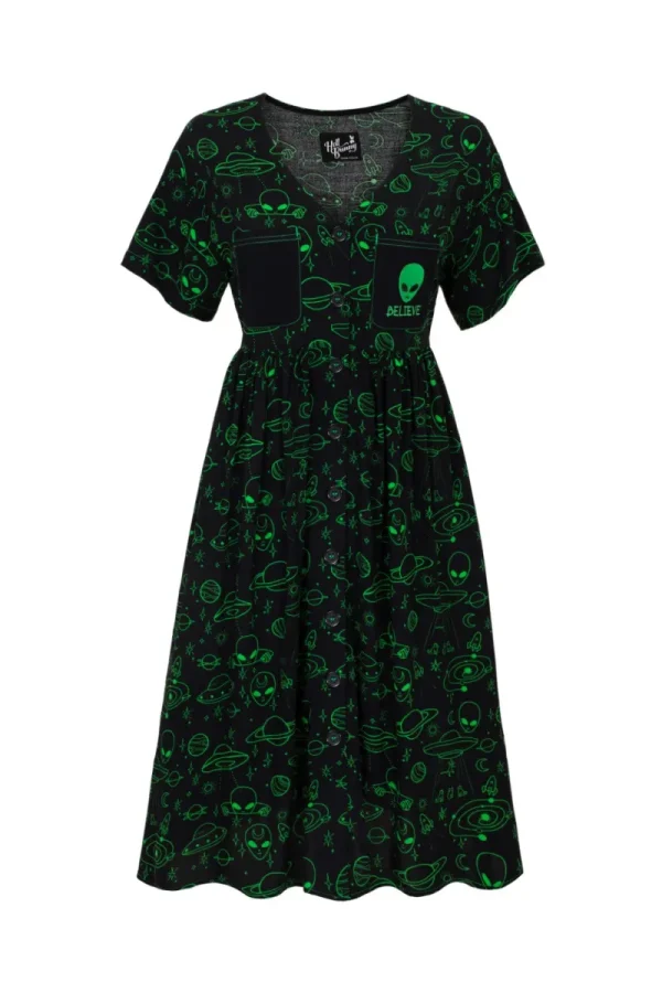 Hell Bunny Dresses>Mulder Dress Green