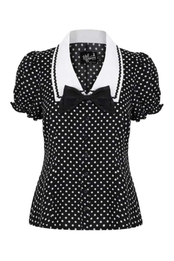 Hell Bunny Tops | Blouses>Naomi Blouse Black/White