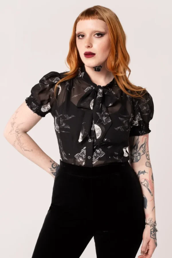 Hell Bunny Tops | Blouses>Over The Moon Blouse Black
