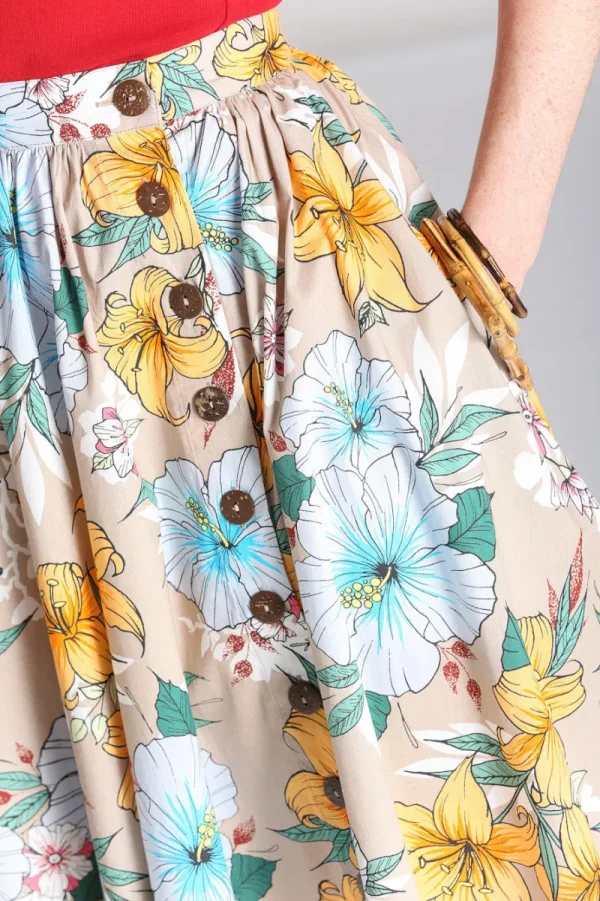 Hell Bunny Skirts>Pattaya Skirt Beige