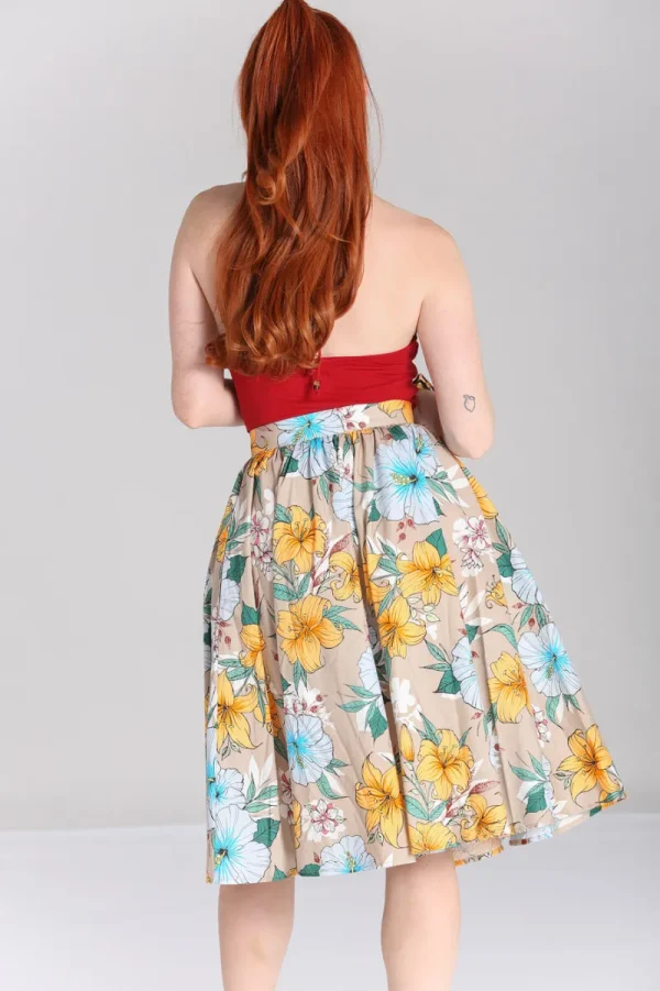 Hell Bunny Skirts>Pattaya Skirt Beige