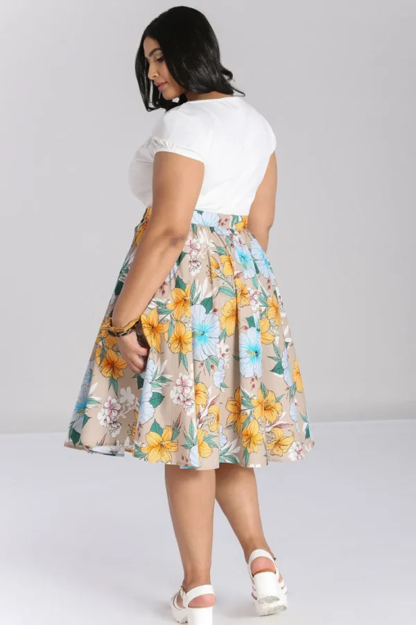 Hell Bunny Skirts>Pattaya Skirt Beige