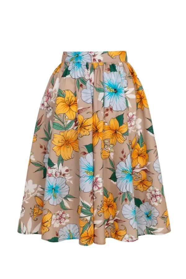 Hell Bunny Skirts>Pattaya Skirt Beige