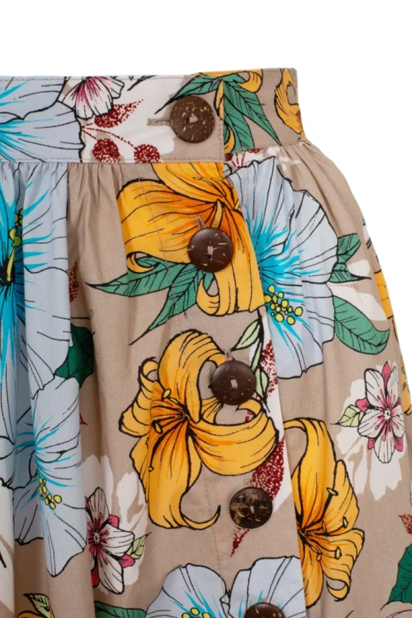 Hell Bunny Skirts>Pattaya Skirt Beige