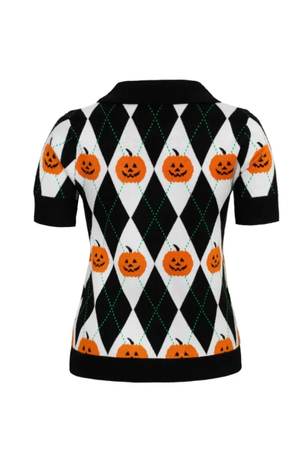Hell Bunny Tops | Knitwear>Pumpkin Head Top Black/White