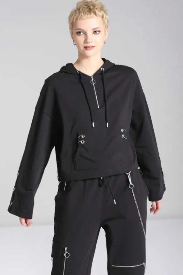 Hell Bunny Tops | Loungewear>Ramona Hoodie Black