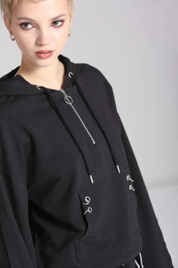 Hell Bunny Tops | Loungewear>Ramona Hoodie Black