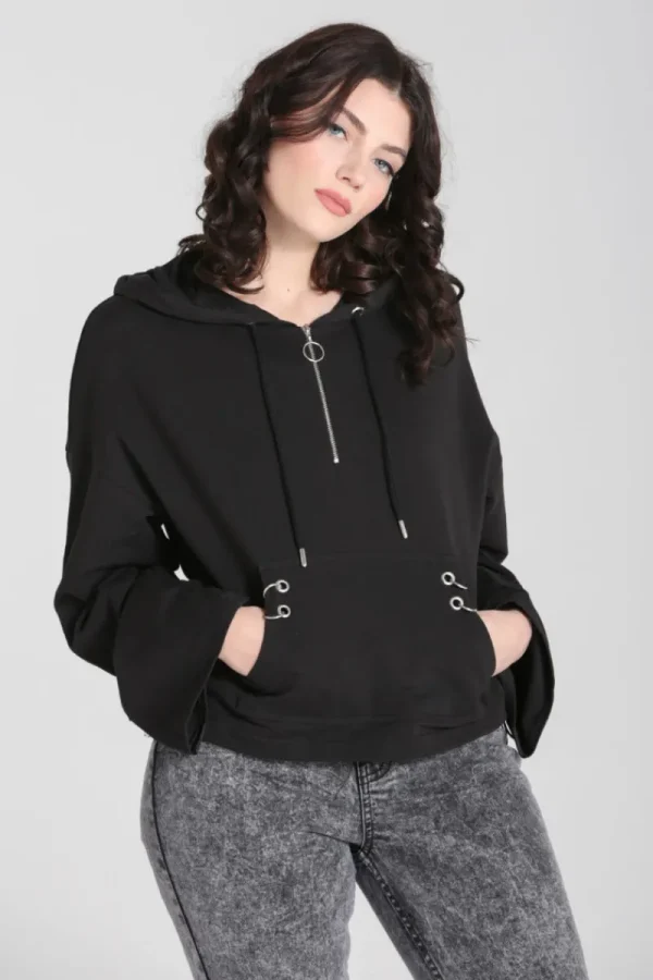 Hell Bunny Tops | Loungewear>Ramona Hoodie Black