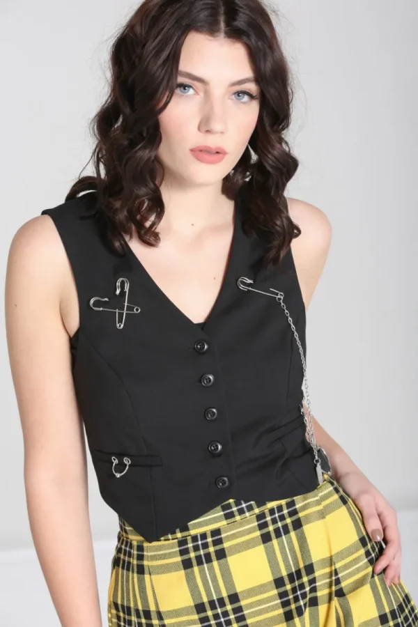 Hell Bunny Tops | Coats & Jackets>Rebellion Waistcoat Black
