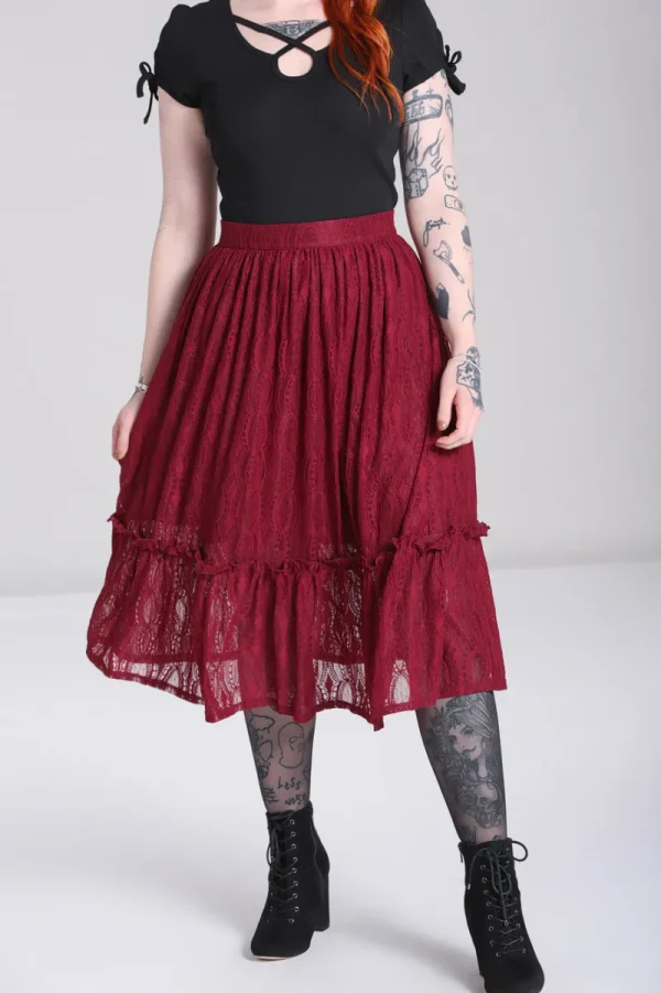 Hell Bunny Skirts>Rhea Skirt Burgundy