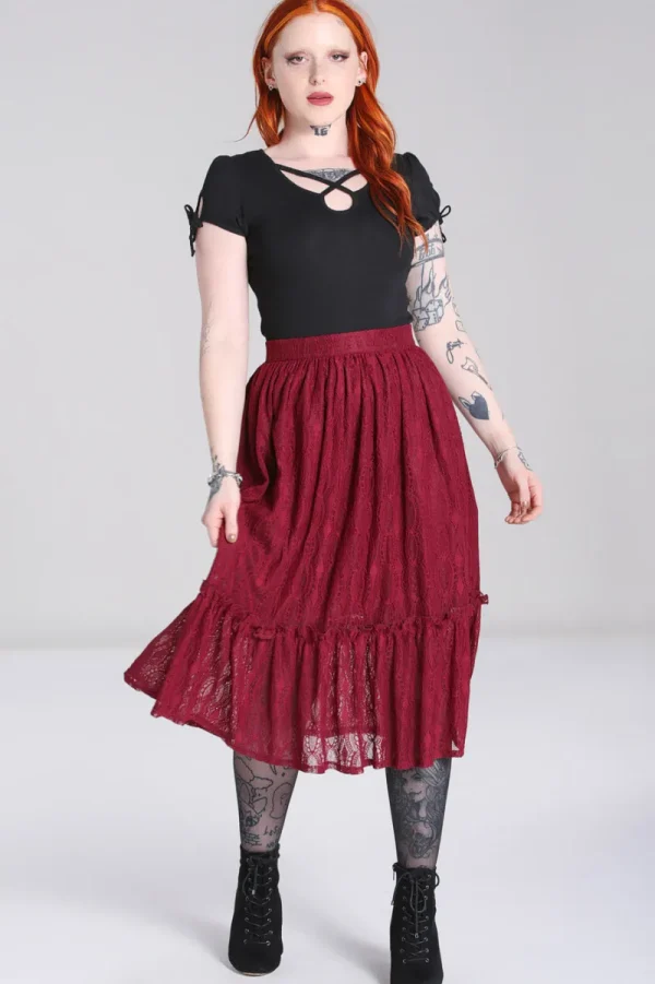 Hell Bunny Skirts>Rhea Skirt Burgundy