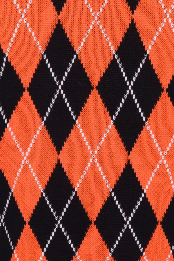Hell Bunny Tops | Knitwear>Rhombus Vest -Orange Black