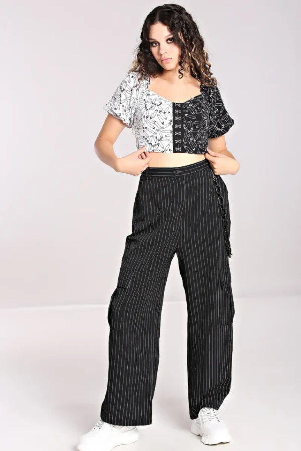 Hell Bunny Tops | Tops>Safety Pin Crop Top Black