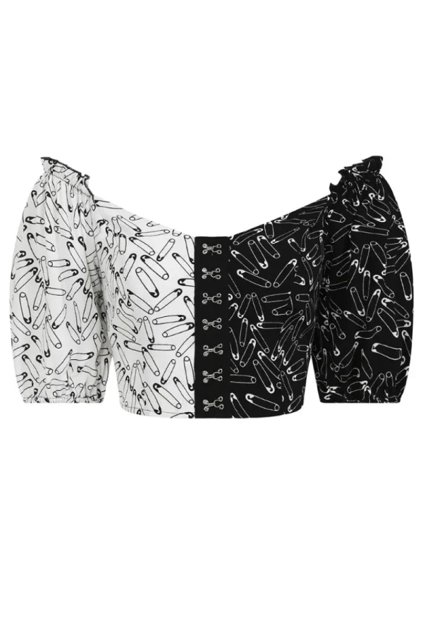 Hell Bunny Tops | Tops>Safety Pin Crop Top Black