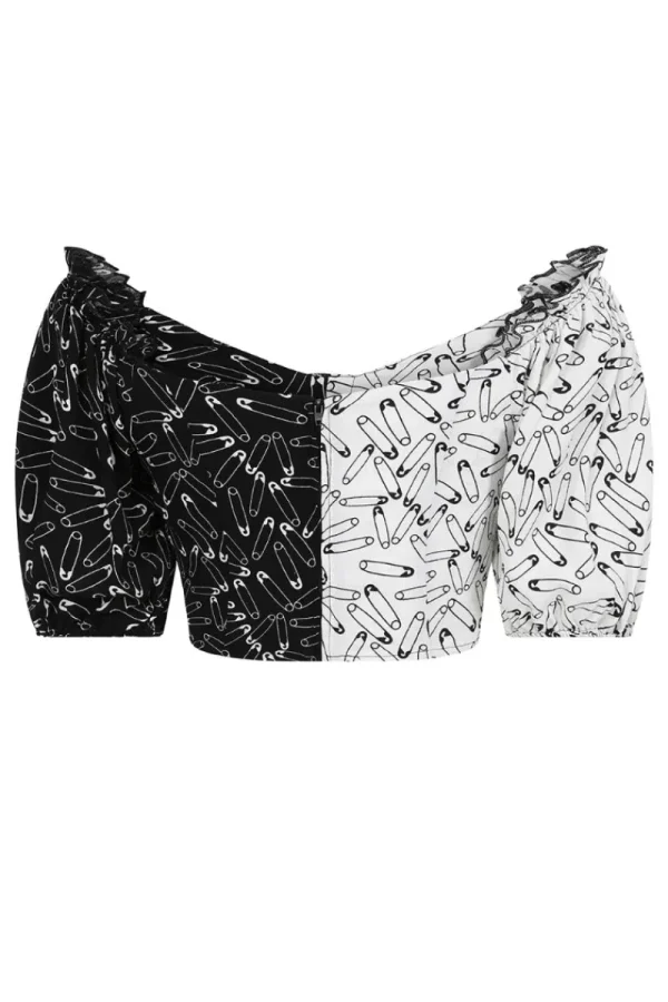 Hell Bunny Tops | Tops>Safety Pin Crop Top Black