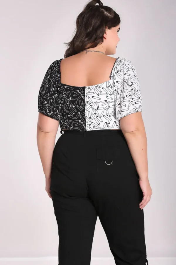 Hell Bunny Tops | Tops>Safety Pin Crop Top Black