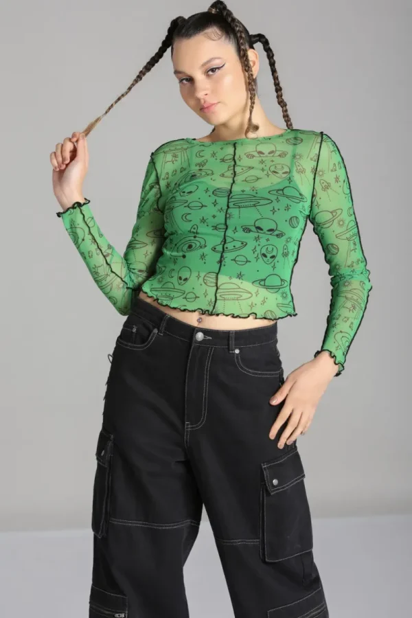 Hell Bunny Tops | Tops>Scully Top Green