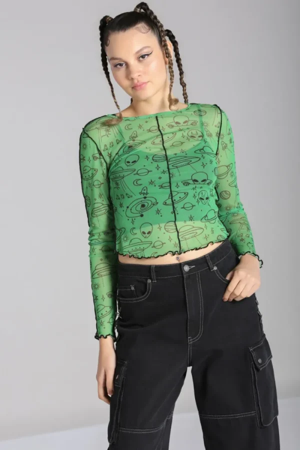 Hell Bunny Tops | Tops>Scully Top Green