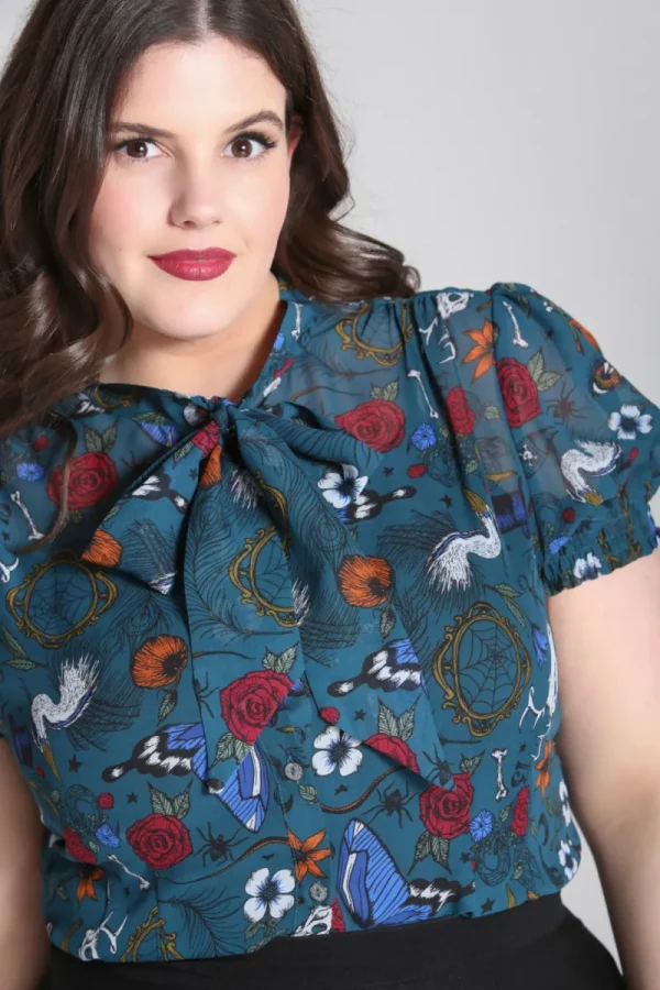 Hell Bunny Tops | Blouses>Sianna Blouse Teal