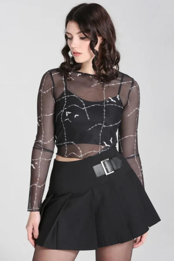 Hell Bunny Tops | Back In Stock>Stitches Mesh Top Black