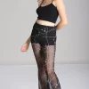 Hell Bunny Trousers & Shorts>Stitches Mesh Trousers Black