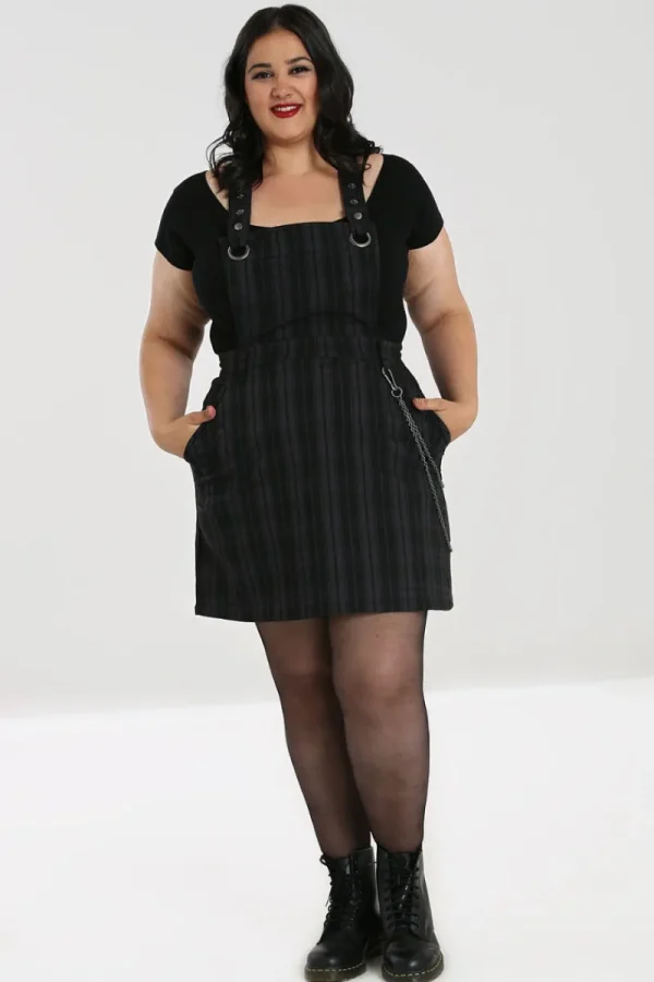 Hell Bunny Dresses | Dresses>Storm Pinafore Dress Grey