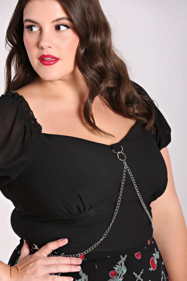 Hell Bunny Tops | Tops>Tifa Crop Top Black