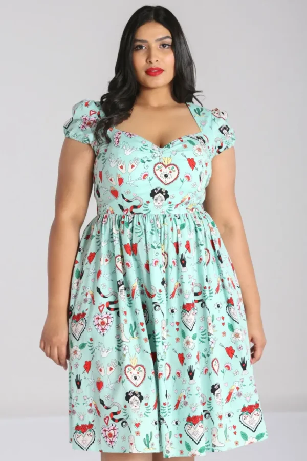 Hell Bunny Dresses | Dresses With Pockets>Tijuana Midi Dress Green