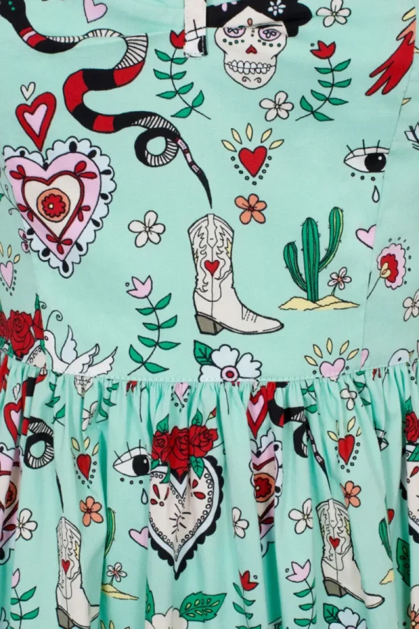 Hell Bunny Dresses | Dresses With Pockets>Tijuana Midi Dress Green