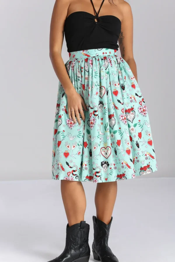 Hell Bunny Skirts>Tijuana Skirt Green