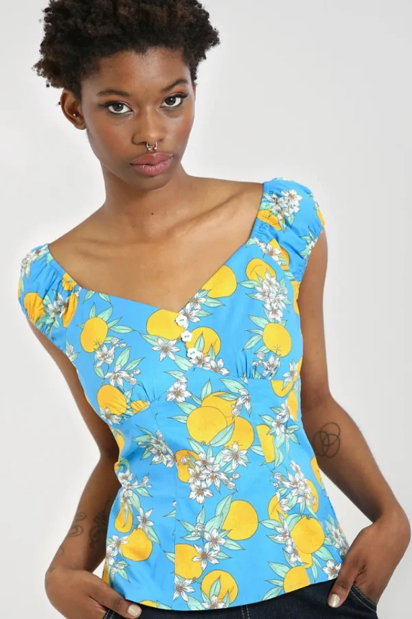 Hell Bunny Tops | Tops>Valencia Top Blue