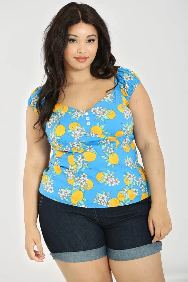 Hell Bunny Tops | Tops>Valencia Top Blue