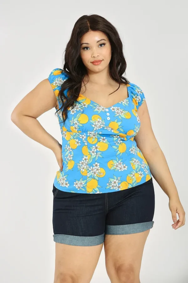 Hell Bunny Tops | Tops>Valencia Top Blue