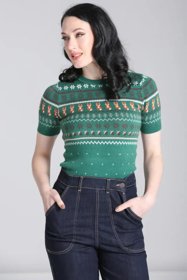 Hell Bunny Knitwear | Knitwear>Vixey Jumper Green
