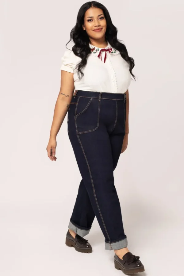 Hell Bunny Trousers & Shorts | Trousers & Shorts>Weston Denim Trousers Navy