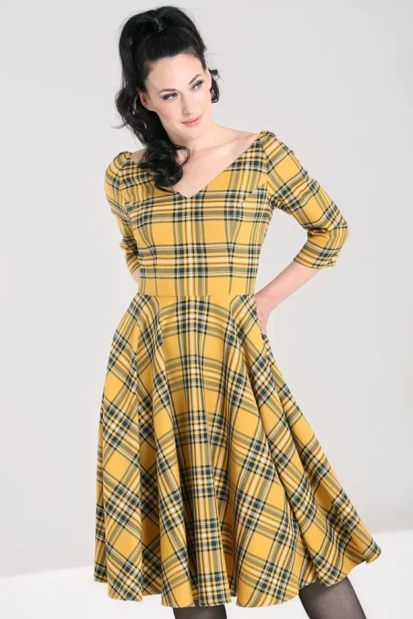 Hell Bunny Dresses | Dresses>Wither 50's Dress Mustard