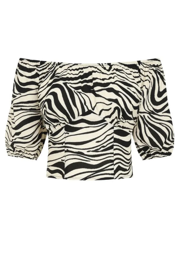 Hell Bunny Tops | Tops>Zebra Crop Top Ivory