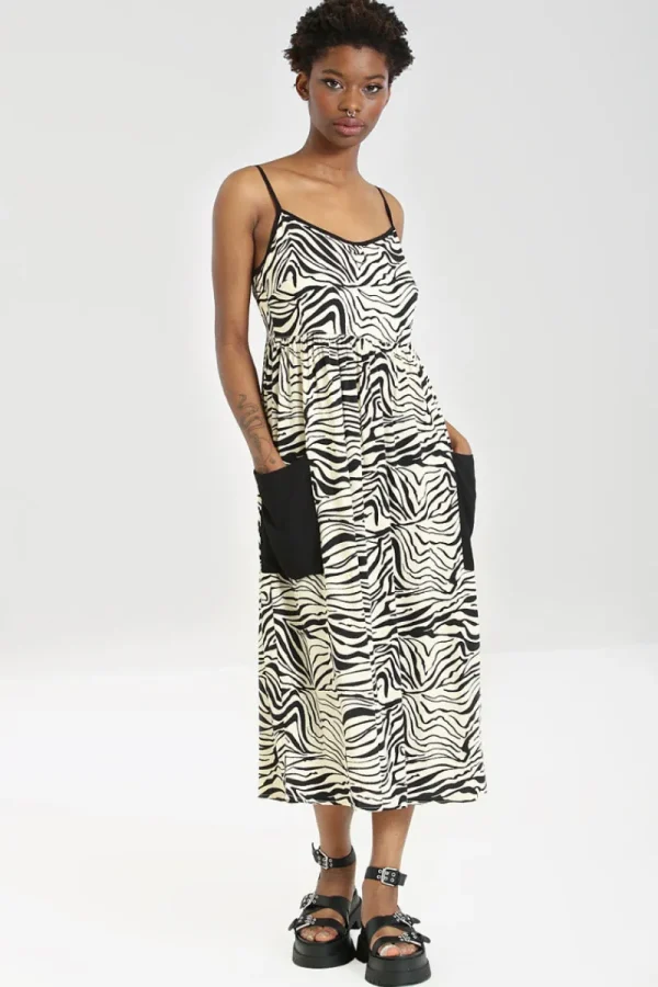 Hell Bunny Dresses>Zebra Maxi Dress Ivory