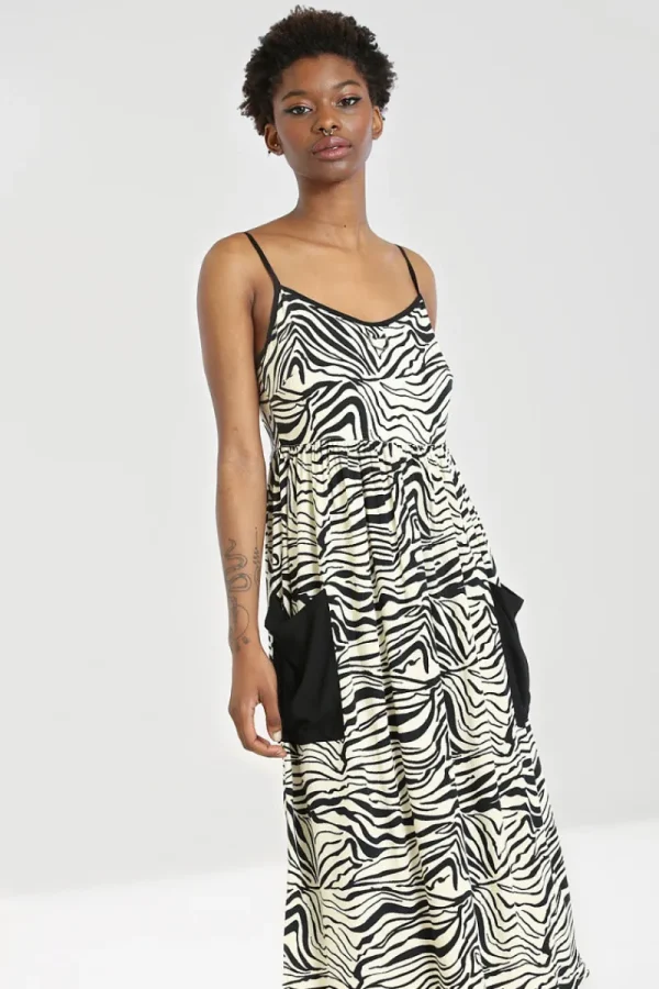 Hell Bunny Dresses>Zebra Maxi Dress Ivory