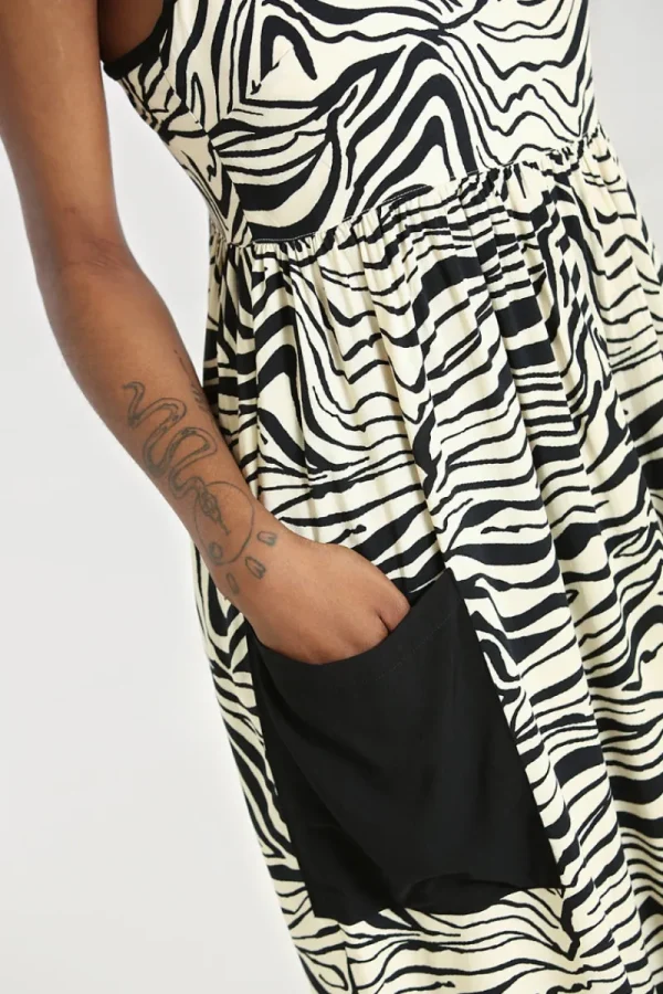 Hell Bunny Dresses>Zebra Maxi Dress Ivory