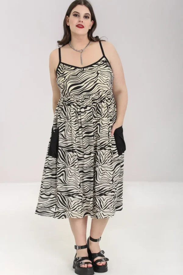 Hell Bunny Dresses>Zebra Maxi Dress Ivory