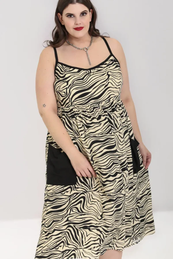 Hell Bunny Dresses>Zebra Maxi Dress Ivory