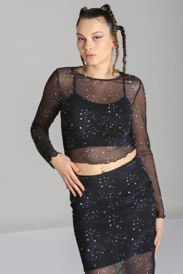Hell Bunny Tops | Tops>Zodiac Mesh Top Black