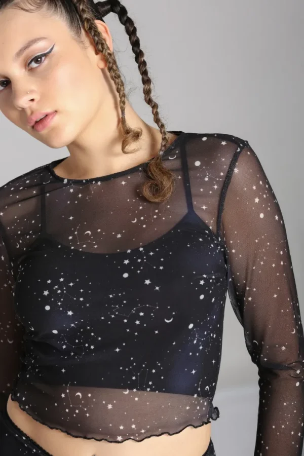 Hell Bunny Tops | Tops>Zodiac Mesh Top Black